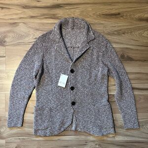 Maurizio Baldassari Italian Knit Blazer Cardigan Burgundy Size 50 (M) NWT